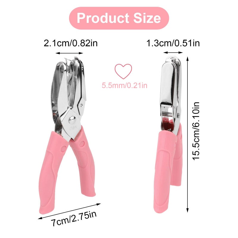 Rongon Heart Shaped Hole Puncher 1/4 Inch 2 Pcs Paper Punches Cute Single Hole Punch Scrapbooking Paper Cutter Perforator for DIY Handcraft - Image 2